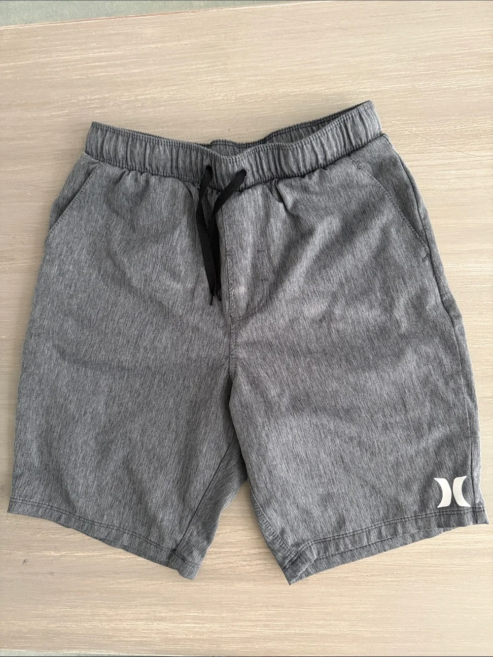 Hurley Youth Heather Gray Performance Shorts with Black Drawstring